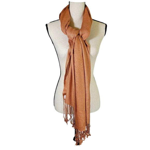 Scarf Bundle Of 2,Orange Is Peach Couture, Green Is Pashmizette, OS - Picture 10 of 13